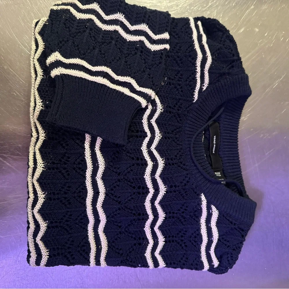 Navy and White Striped Sweater! Vera Moda Brand! - Picture 3 of 6